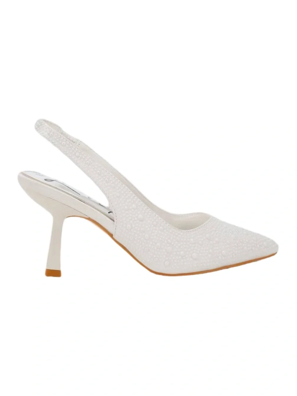 London Rag Ararki Luxurious Satin Pearl Slingback Sandals In White Size 8 NEW